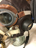 A TYPE C FLYING HELMET WITH POSTWAR MASK AND MKVIII GOGGLES